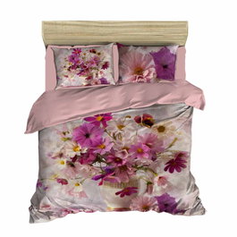 L'essentiel linge de maison Juego de funda de edredón doble Rosa, Lila y Blanco